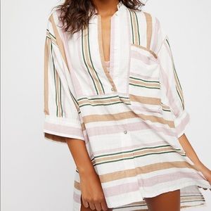 Free People oversized linen Sleep Shirt Medium